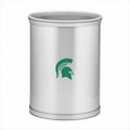 Collegiate Logo Brushed Chrome Mylar Oval Wastebasket - Michigan State